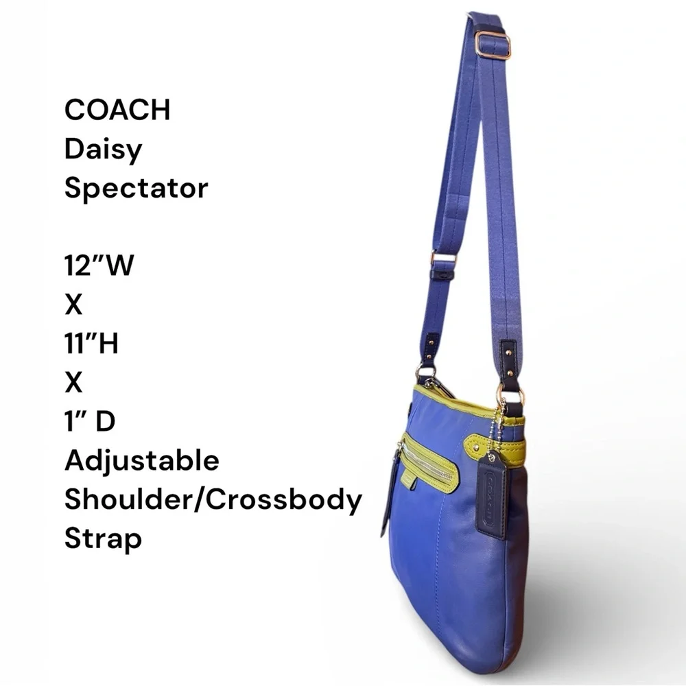 Coach Daisy Spectator Blue & Lime Leather Crossbody Bag F28940 - Picture 15 of 16